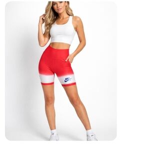 Nike Dri Fit Red Biker Shorts High Rise Size Small